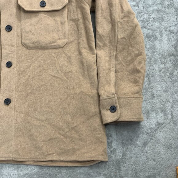 AllSaints Shirt Jacket Mens Medium/Large Loki Wool Blend Button Up Shacket Brown - Picture 5 of 10